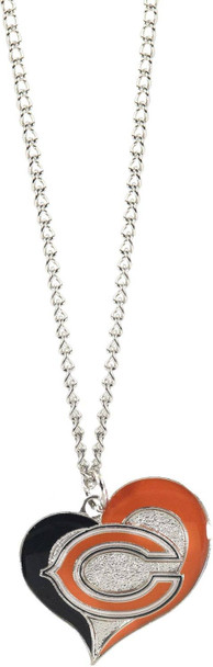 NFL Chicago Bears Swirl Heart Necklace