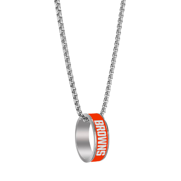 NFL Cleveland Browns Fashion Ring Necklace, Silver