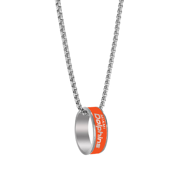 NFL Miami Dolphins Fashion Ring Necklace, Silver