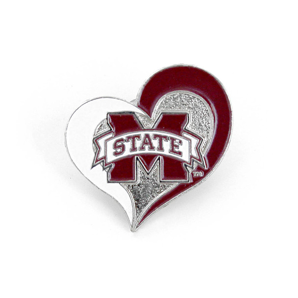 NCAA Mississippi State Bulldogs Swirl Heart Pin