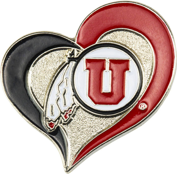 NCAA Utah Utes Swirl Heart Pin