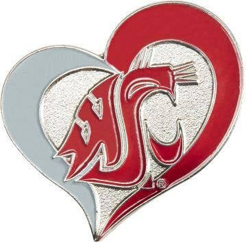 NCAA Washington State Cougars Swirl Heart Pin