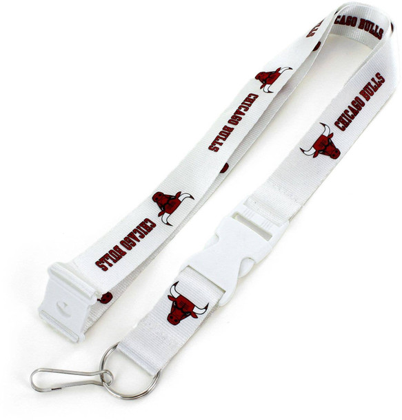 NBA Chicago Bulls Team Lanyard Keychain ID Holder NBA Fan Accessory, White