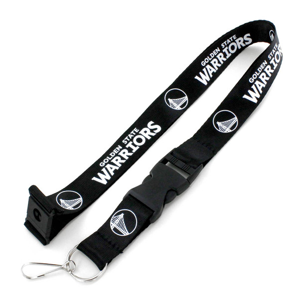 NBA Golden State Warriors Team Lanyard Keychain ID Holder NBA Fan Accessory, Black & White