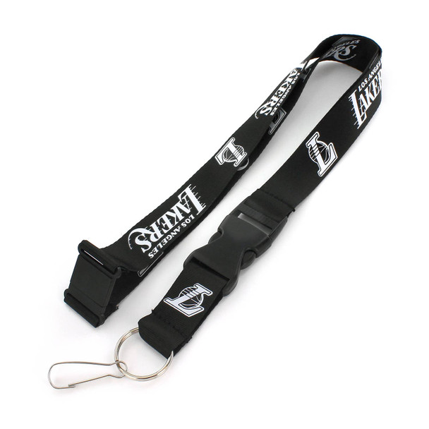 NBA Los Angeles Lakers Team Lanyard Keychain ID Holder NBA Fan Accessory, Black & White