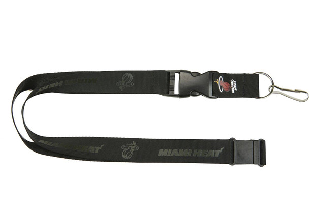 NBA Miami Heat Black on Black Lanyard Keychain ID Holder NBA Fan Accessory