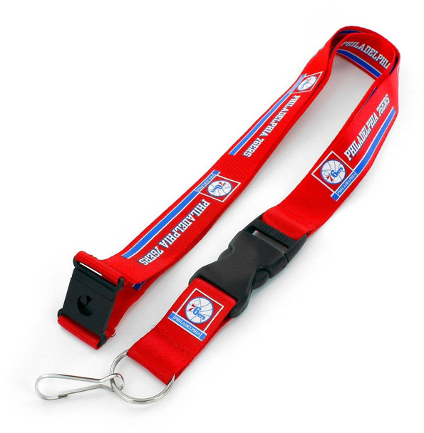 NBA Philadelphia 76ers Team Lanyard Keychain ID Holder NBA Fan Accessory, Red