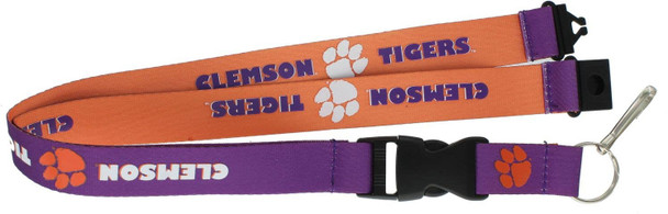 NCAA Clemson Tigers Reversible Lanyard Keychain ID Holder NCAA Fan Accessory