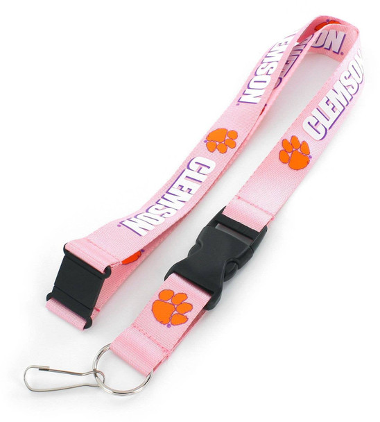 NCAA Clemson Tigers Team Lanyard, Pink