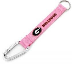 NCAA Georgia Bulldogs Pink Carabiner Lanyard Keychain