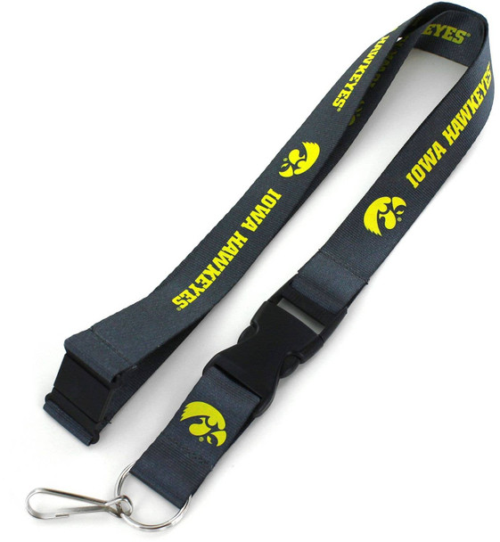 NCAA Iowa Hawkeyes Team Lanyard Keychain ID Holder NCAA Fan Accessory, Charcoal