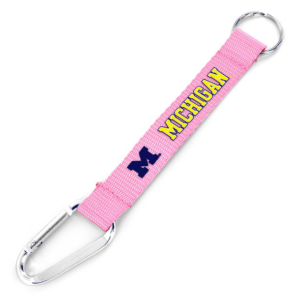 NCAA Michigan Wolverines Pink Carabiner Lanyard Keychain ID Holder NCAA Fan Accessory Keychain
