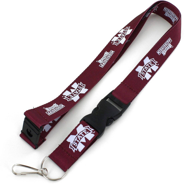 NCAA Mississippi State Bulldogs Team Lanyard Keychain ID Holder NCAA Fan Accessory, Maroon
