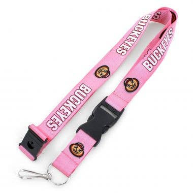 NCAA Ohio State Buckeyes Team Lanyard Keychain ID Holder NCAA Fan Accessory, Pink