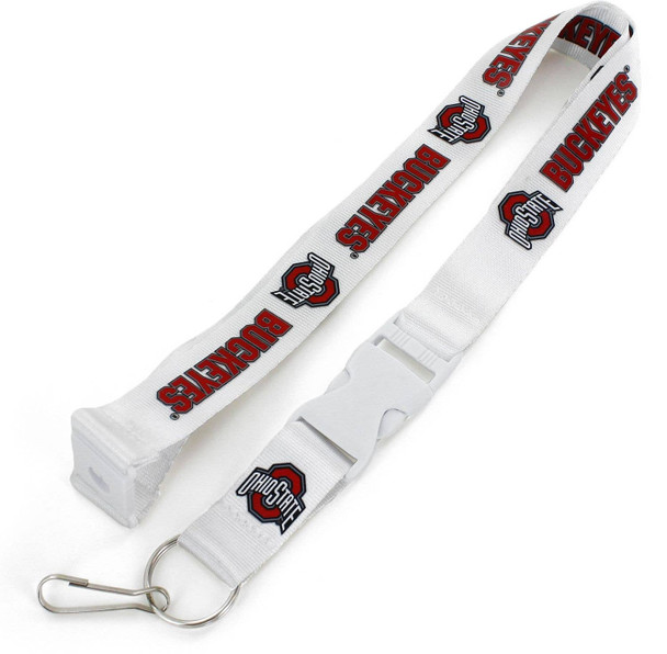 NCAA Ohio State Buckeyes Team Lanyard Keychain ID Holder NCAA Fan Accessory, White