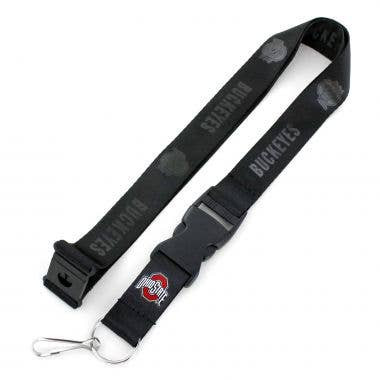 NCAA Ohio State Buckeyes Black on Black Lanyard Keychain ID Holder NCAA Fan Accessory