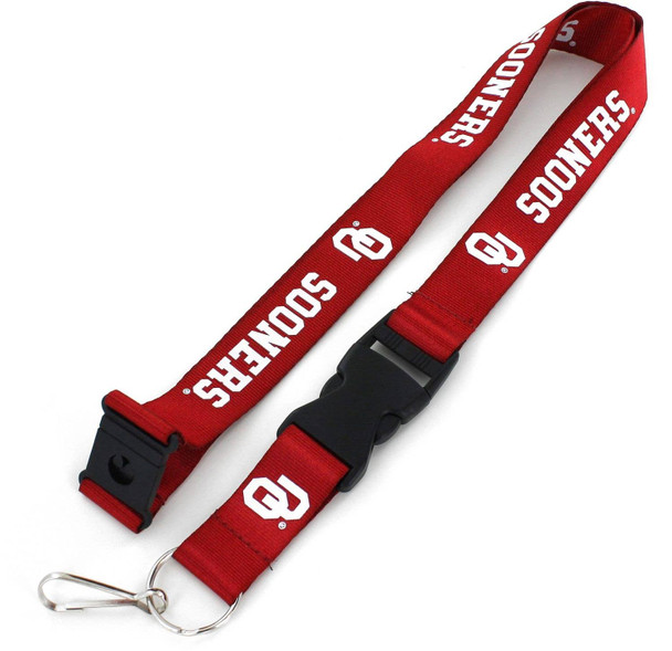 NCAA Oklahoma Sooners Team Lanyard Keychain ID Holder NCAA Fan Accessory, Red