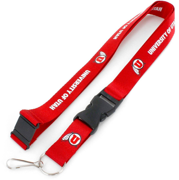 NCAA Utah Utes Team Lanyard Keychain ID Holder NCAA Fan Accessory, Red
