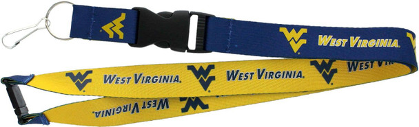 NCAA West Virginia Mountaineers Reversible Lanyard Keychain ID Holder NCAA Fan Accessory