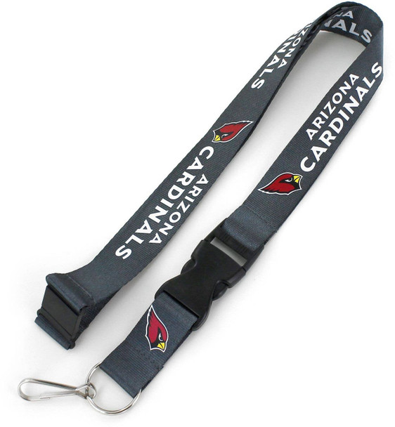 NFL Arizona Cardinals Team Lanyard Keychain ID Holder NFL Fan Accessory, Charcoal