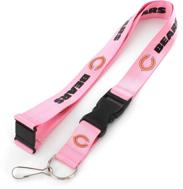 NFL Chicago Bears Team Lanyard Keychain ID Holder NFL Fan Accessory, Pink