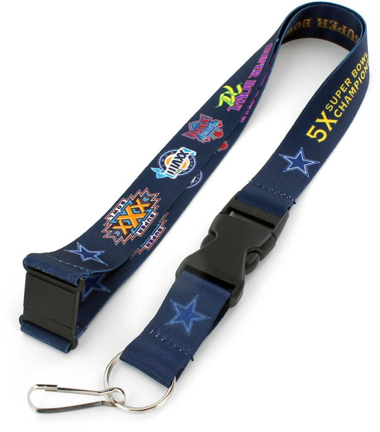 NFL Dallas Cowboys 5X Super Bowl Champ Dynasty Lanyard Keychain ID Holder NFL Fan Accessory