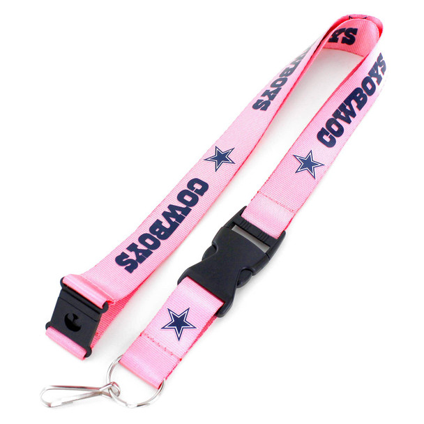 NFL Dallas Cowboys Team Lanyard Keychain ID Holder NFL Fan Accessory, Pink