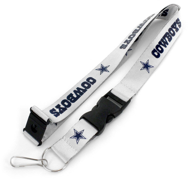 NFL Dallas Cowboys Team Lanyard Keychain ID Holder NFL Fan Accessory, Silver