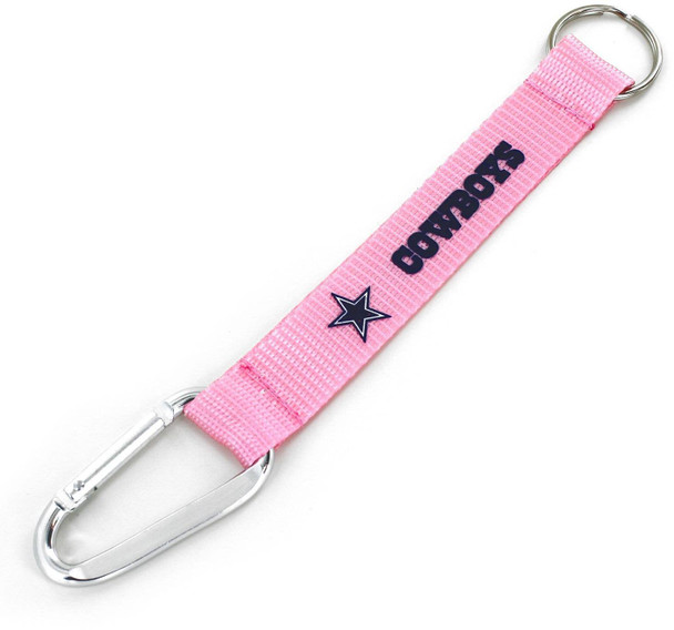 NFL Dallas Cowboys Carabiner Lanyard Keychain ID Holder NFL Fan Accessory Keychain, Pink
