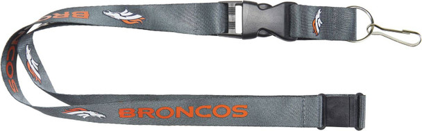 NFL Denver Broncos Team Lanyard Keychain ID Holder NFL Fan Accessory, Charcoal