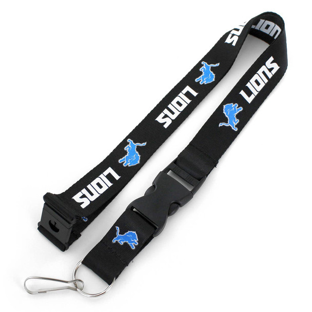 NFL Detroit Lions Team Lanyard Keychain ID Holder NFL Fan Accessory, Black