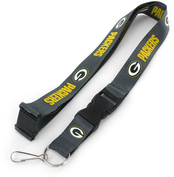 NFL Green Bay Packers Team Lanyard Keychain ID Holder NFL Fan Accessory, Charcoal