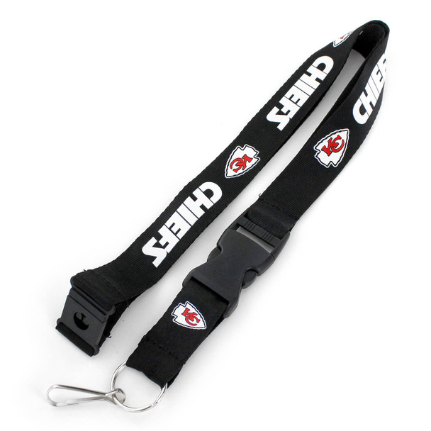 NFL Kansas City Chiefs Team Lanyard Keychain ID Holder NFL Fan Accessory, Black