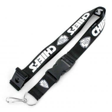 NFL Kansas City Chiefs Team Lanyard Keychain ID Holder NFL Fan Accessory, Black & White