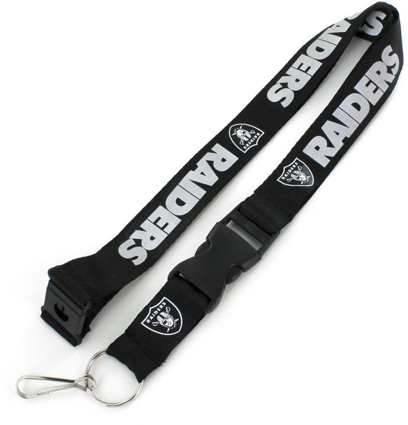 NFL Las Vegas Raiders Team Lanyard Keychain ID Holder NFL Fan Accessory, Black