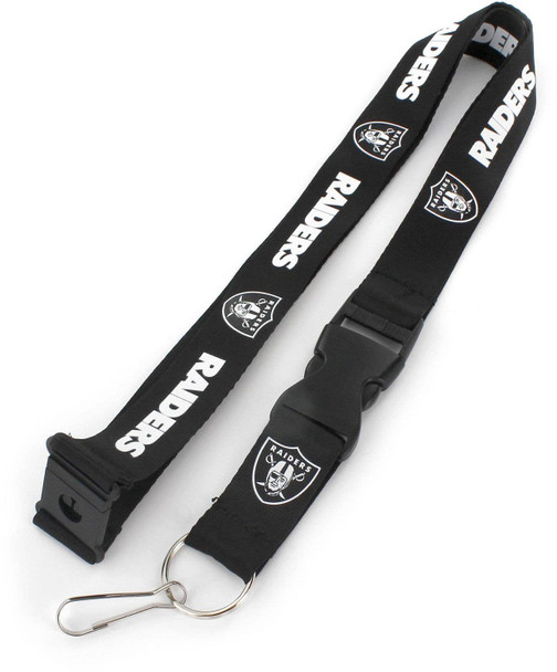 NFL Las Vegas Raiders Team Lanyard Keychain ID Holder NFL Fan Accessory, Black & White