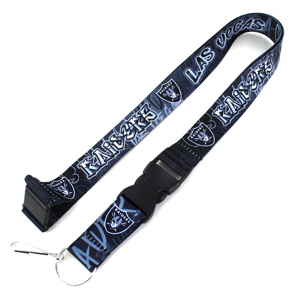 NFL Las Vegas Raiders Graffiti Lanyard Keychain ID Holder NFL Fan Accessory