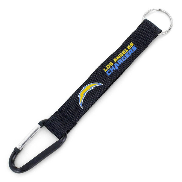 NFL Los Angeles Chargers Carabiner Lanyard Keychain ID Holder NFL Fan Accessory Keychain, Black
