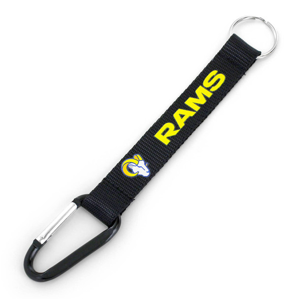 NFL Los Angeles Rams Carabiner Lanyard Keychain ID Holder NFL Fan Accessory Keychain, Black