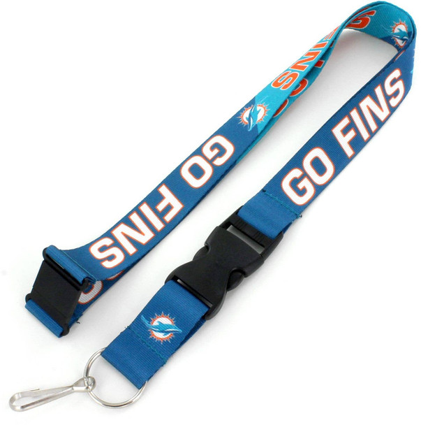 NFL Miami Dolphins Slogan Lanyard Keychain ID Holder NFL Fan Accessory