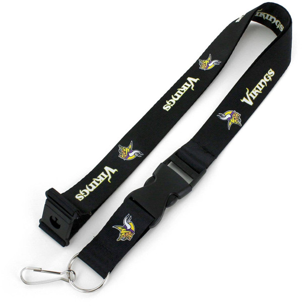 NFL Minnesota Vikings Team Lanyard Keychain ID Holder NFL Fan Accessory, Black