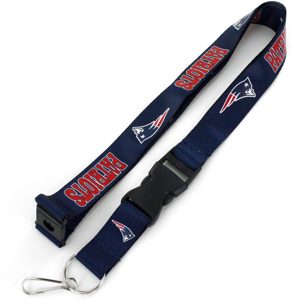 NFL New England Patriots Team Lanyard Keychain ID Holder NFL Fan Accessory, Blue