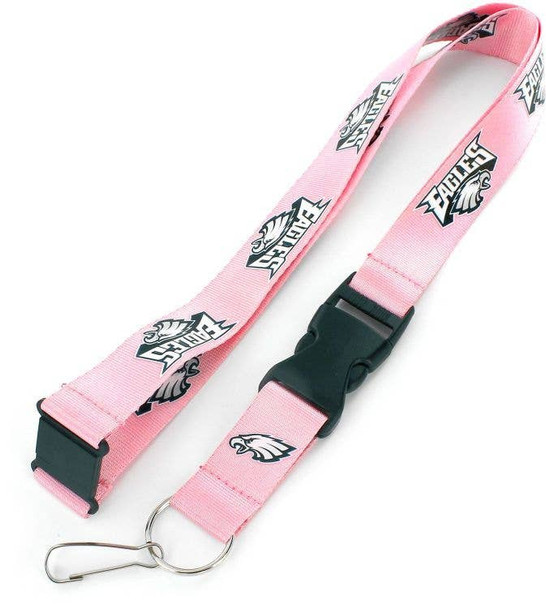 NFL Philadelphia Eagles Team Lanyard Keychain ID Holder NFL Fan Accessory, Pink