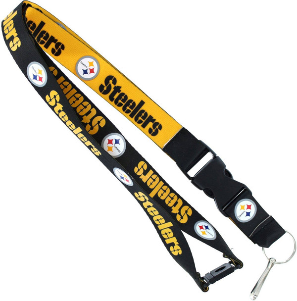 NFL Pittsburgh Steelers Reversible Lanyard Keychain ID Holder NFL Fan Accessory