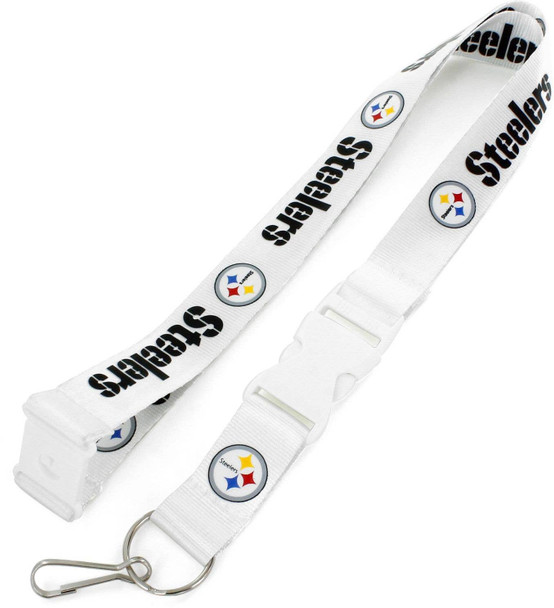 NFL Pittsburgh Steelers Team Lanyard Keychain ID Holder NFL Fan Accessory, White