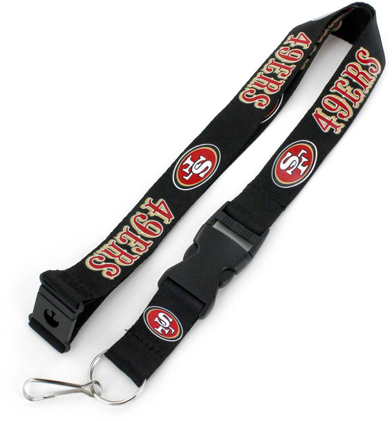 NFL San Francisco 49ers Team Lanyard Keychain ID Holder NFL Fan Accessory, Black