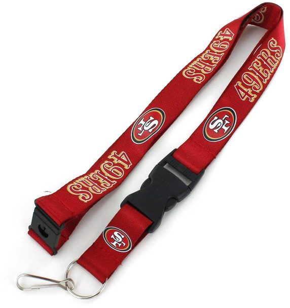 NFL San Francisco 49ers Team Lanyard Keychain ID Holder NFL Fan Accessory, Red