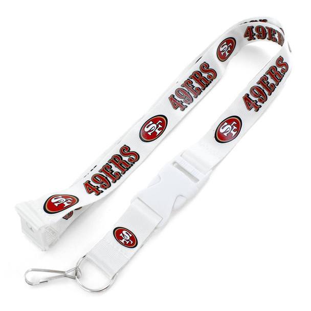 NFL San Francisco 49ers Team Lanyard Keychain ID Holder NFL Fan Accessory, White