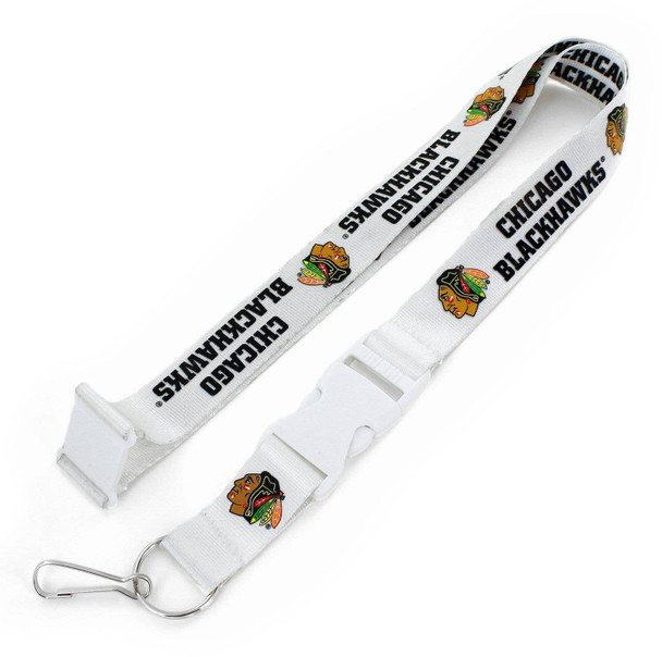 NHL Chicago Blackhawks Team Lanyard Keychain ID Holder NHL Fan Accessory, White