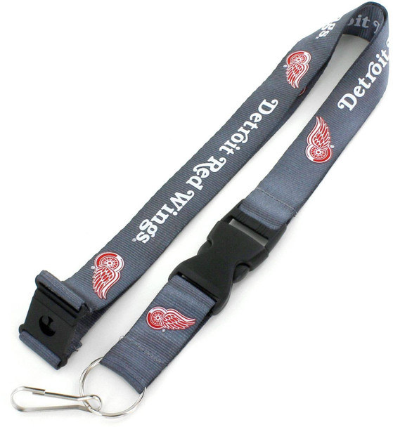 NHL Detroit Red Wings Team Lanyard Keychain ID Holder NHL Fan Accessory, Charcoal